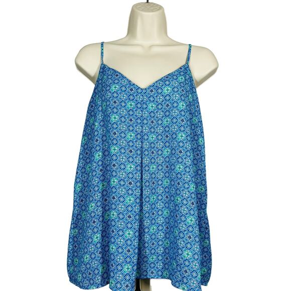 Cynthia Rowley Strappy P;rint Tank Sleeveless Blue Casual - L - Picture 1 of 4